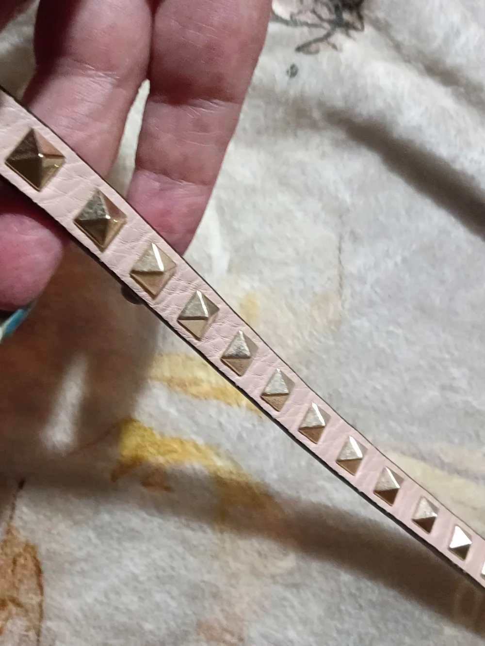 Valentino Garavani Pale Pink Leather Shoulder Bag with Gold Rockstuds